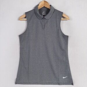 Nike Golf Womens Dry Victory Textured Polo Sz Small Gray Sleeveless Dri-Fit